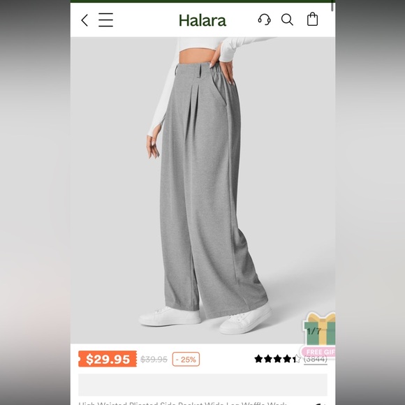 Halara High Waisted Plicated Side Pocket Wide Leg Waffle Work Pants Small NEW!! - Picture 7 of 7